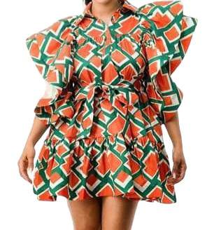 Geometric Pattern Balloon Dress